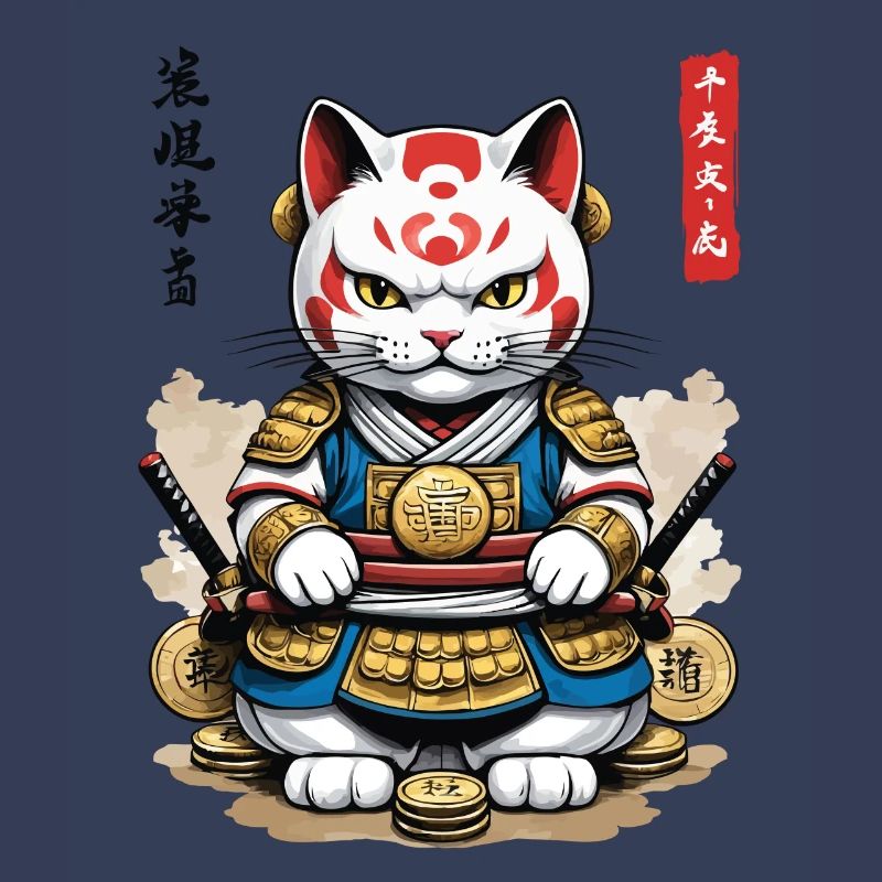 Samurai Katze in Ästhetischem Japan Style