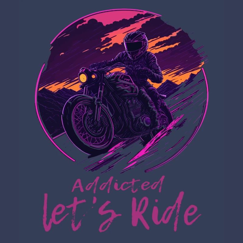 Synthwave Biker Retrowave Sunset Motorradfahrer