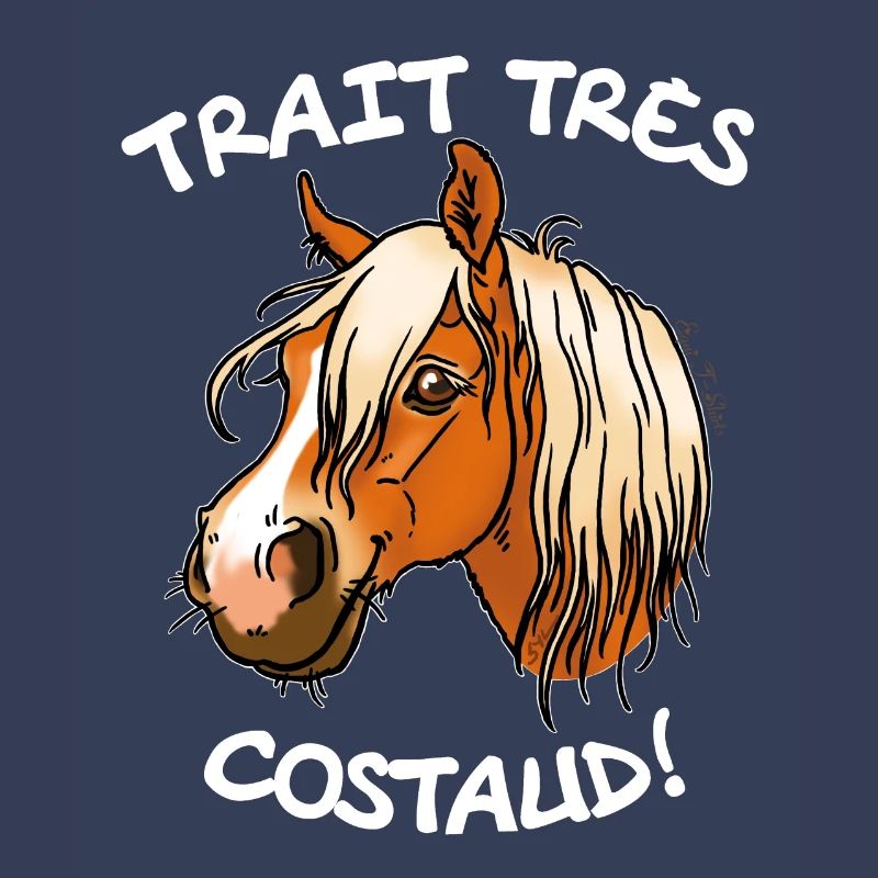 Cheval de trait comtois (texte blanc)