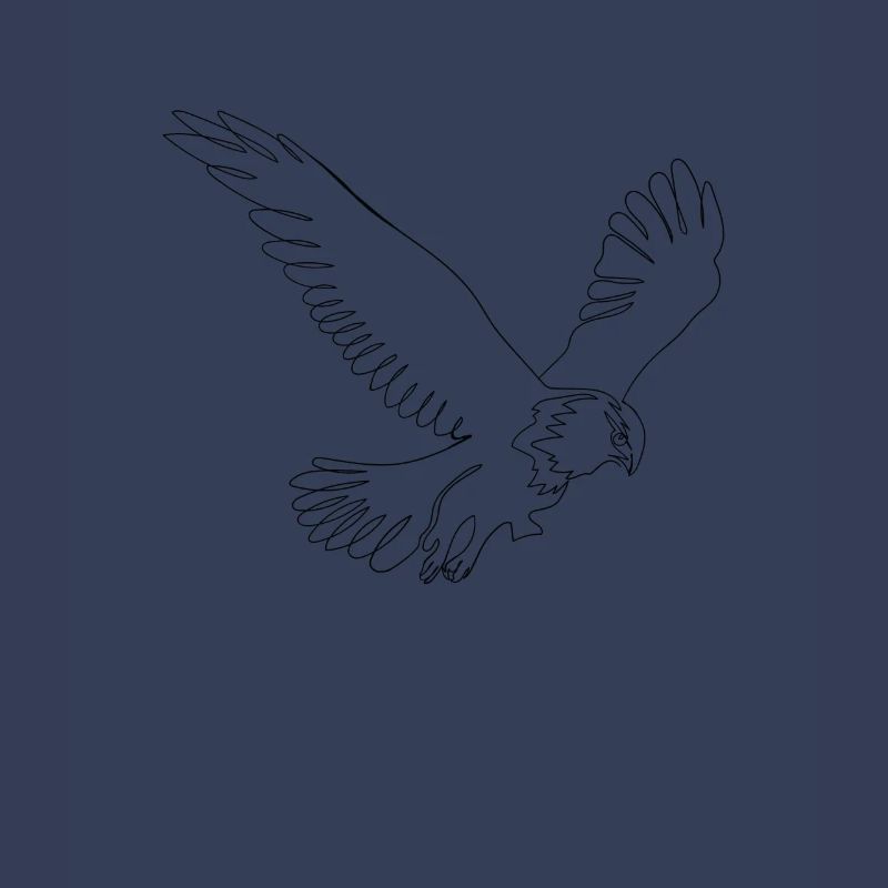 One Line Art Eagle drawn with a dash
