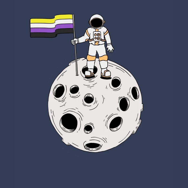Nonbinary astronaut on the moon Nonbinary flag