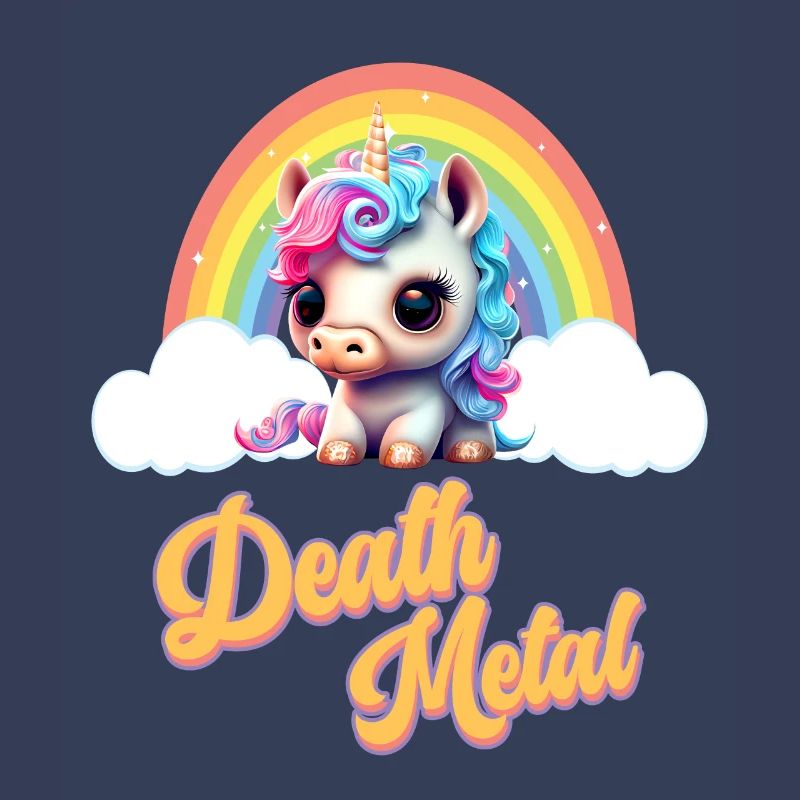 Witziges Einhorn mit Regenbogen und Spruch
