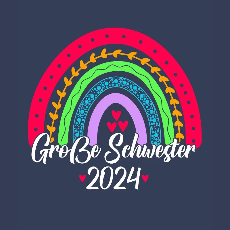 Große Schwester 2024 Boho Regenbogen Design