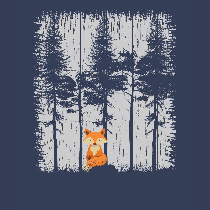 Fox in the Forest Retro Pattern Vintage Tree Forest Funny