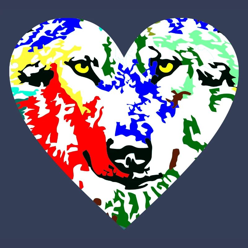 Herz Wolf bunt