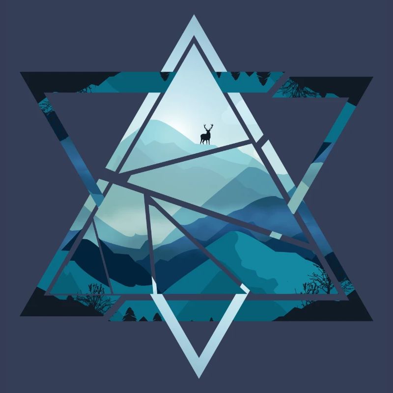 Triangle mountains with deer