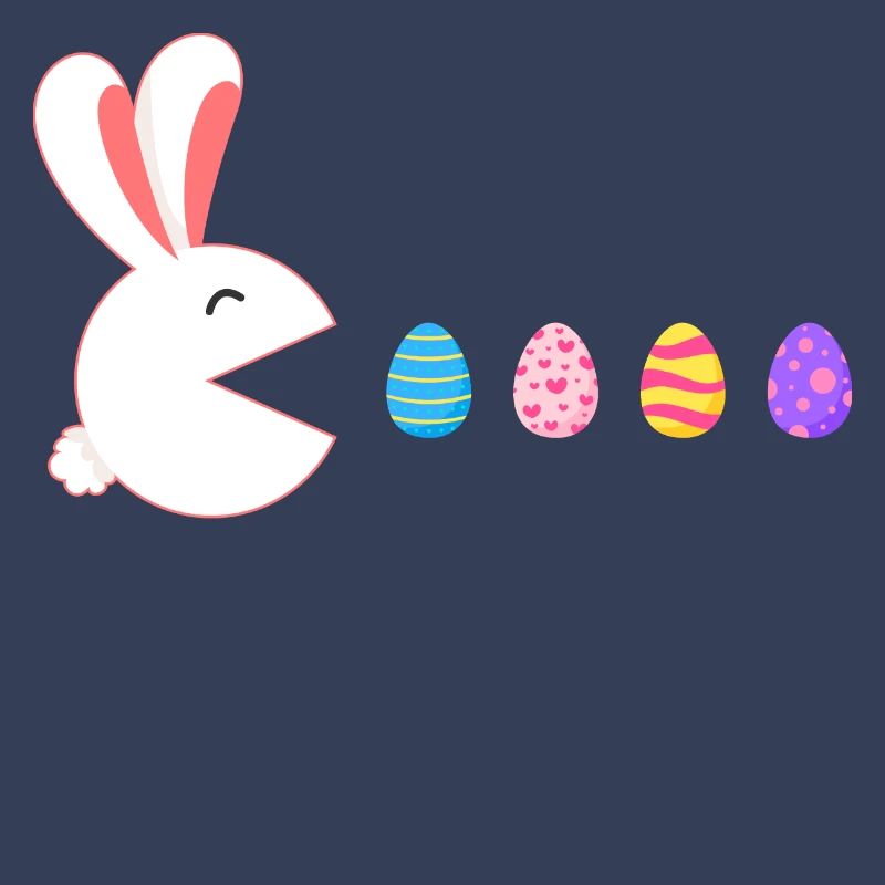 Happy Easter Rabbit Gamer Eating Easter Eggs
