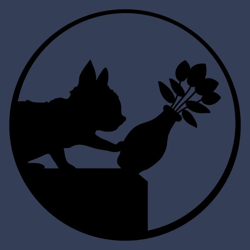 Tombe en bas du vase de fleurs chat