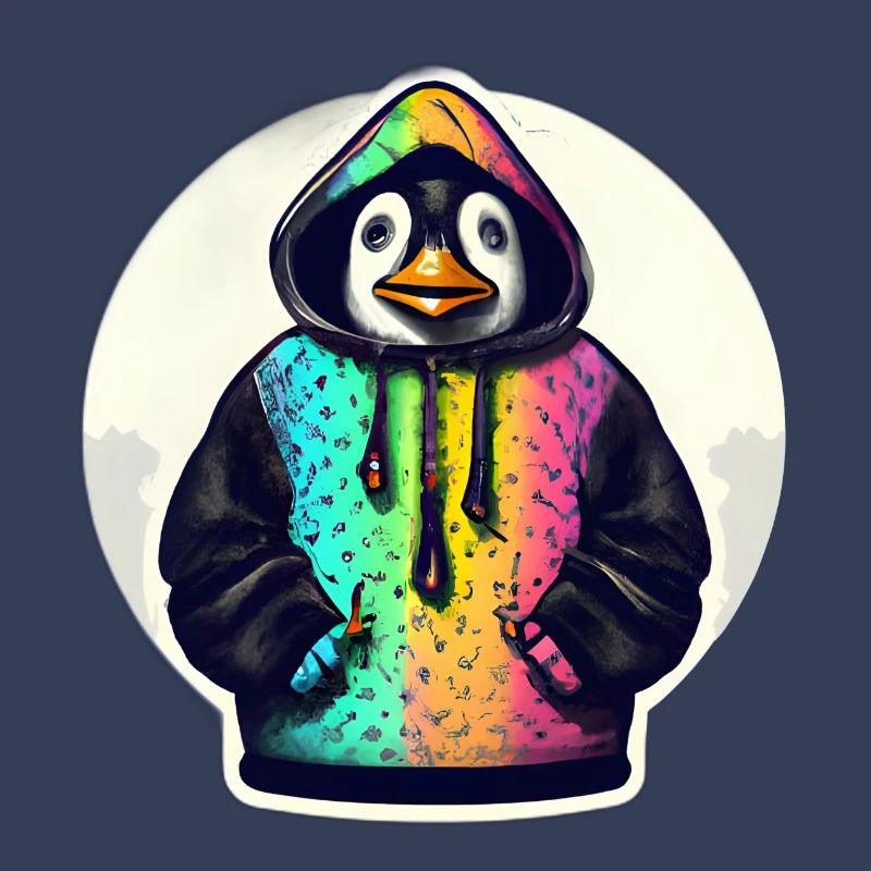 Pinguin mit Bunten Pullover