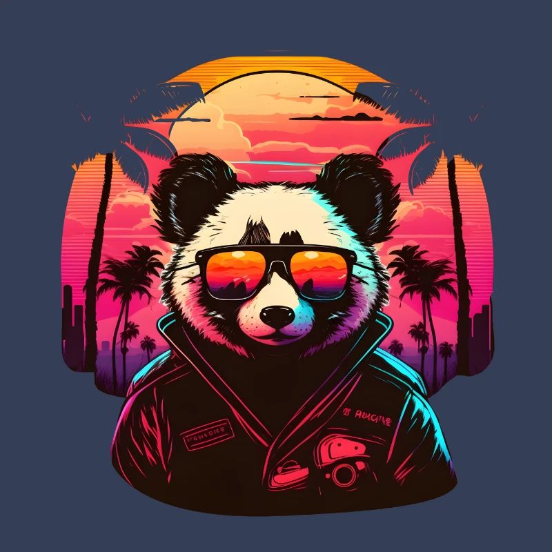 Synthwave Panda Sunset