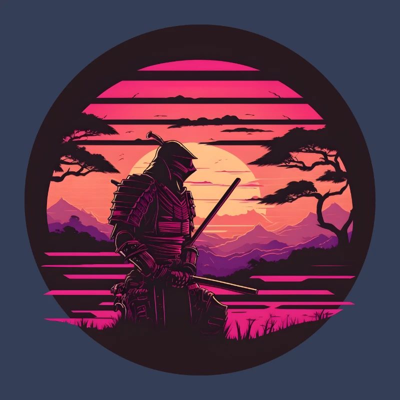 Synthwave Samurai with katana