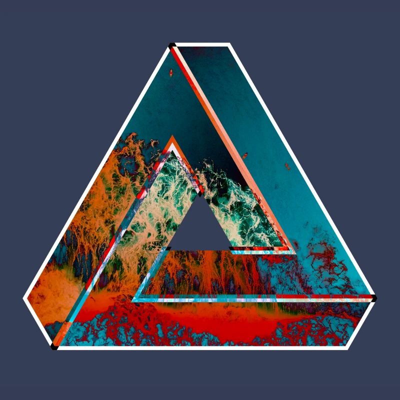 Penrose triangle optical illusion colored patterned