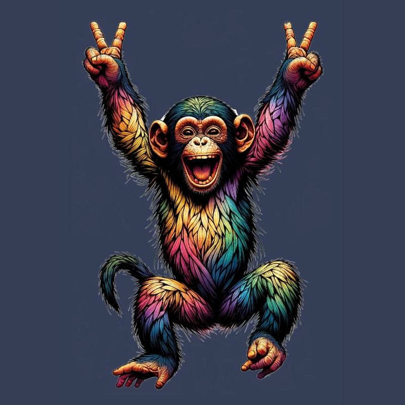 Rainbow Monkey Drapeau arc-en-ciel Rainbowcore