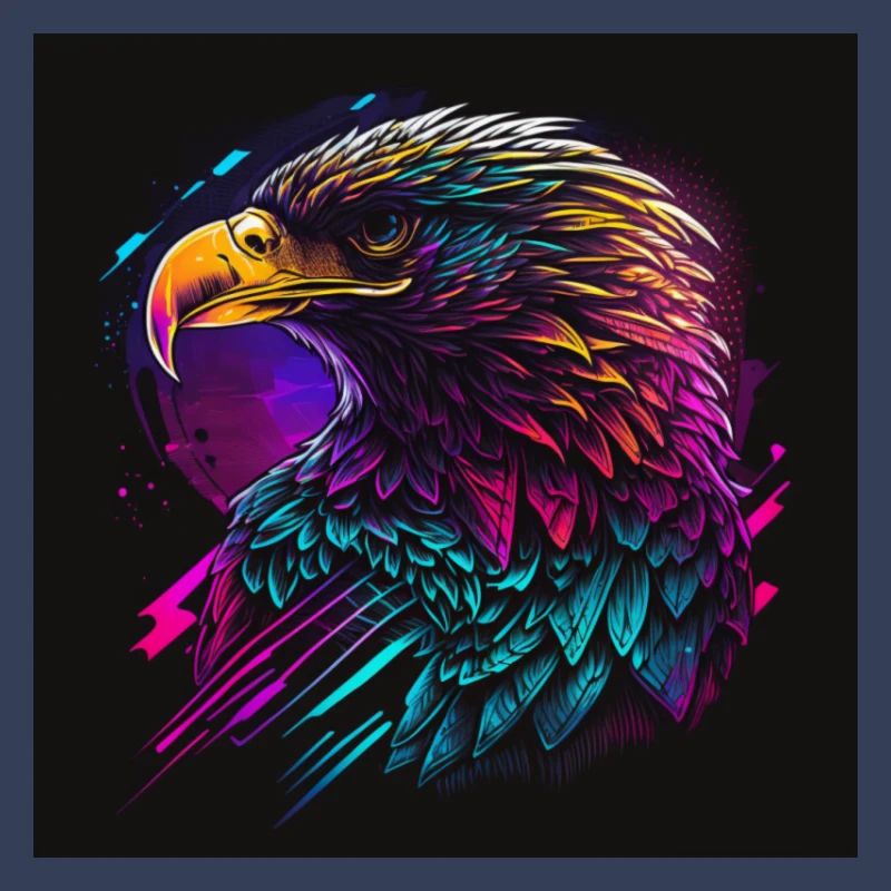 Eagle with neon colors, synthwave / 80s