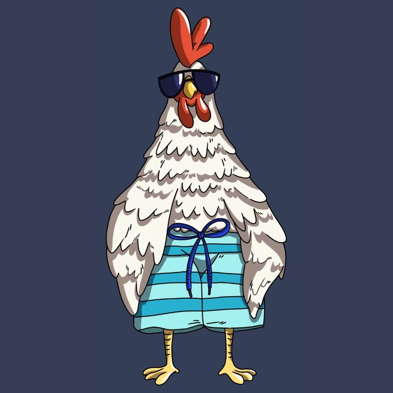 Drôle de poulets de coq et de patron de conception de poulet dans la grange