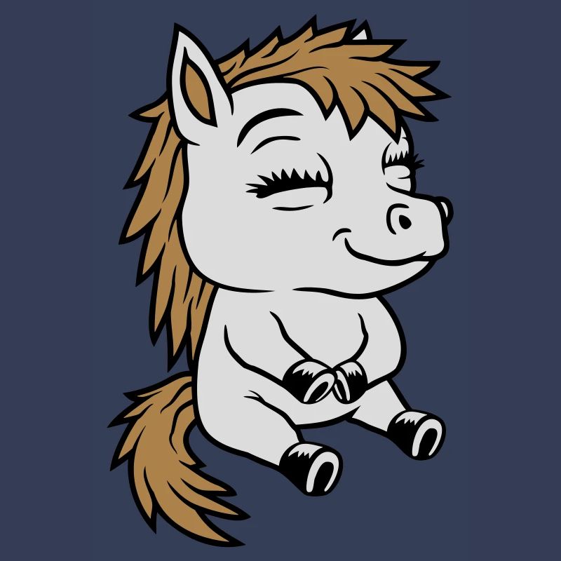 Kleines sitzendes Comic Pony