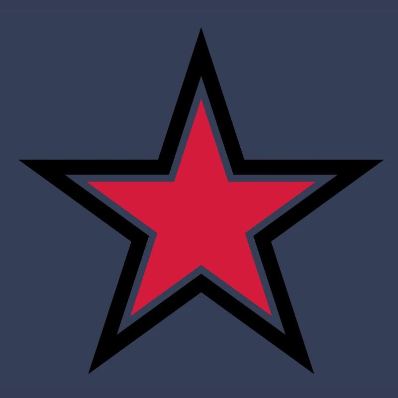 sharp red star with sharp black outline