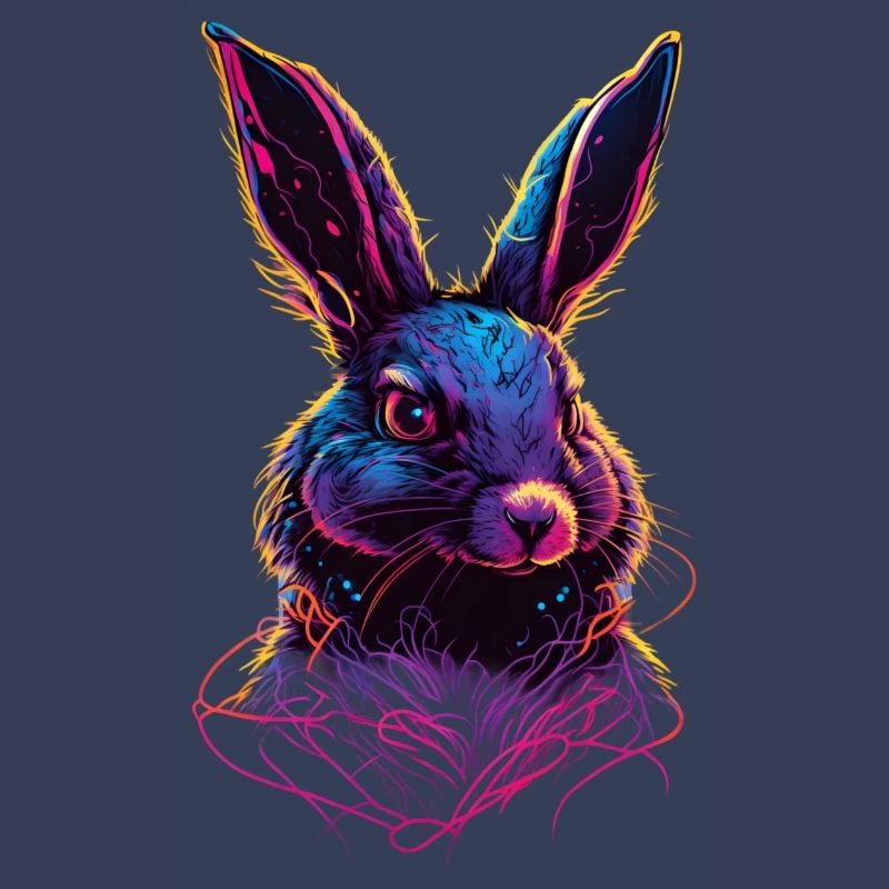 Rabbit Synthwave 80 s gift