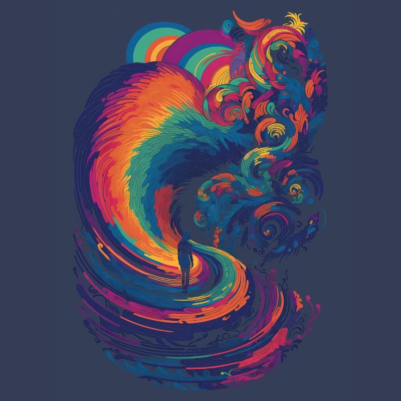 Trippy rainbow path in the clouds