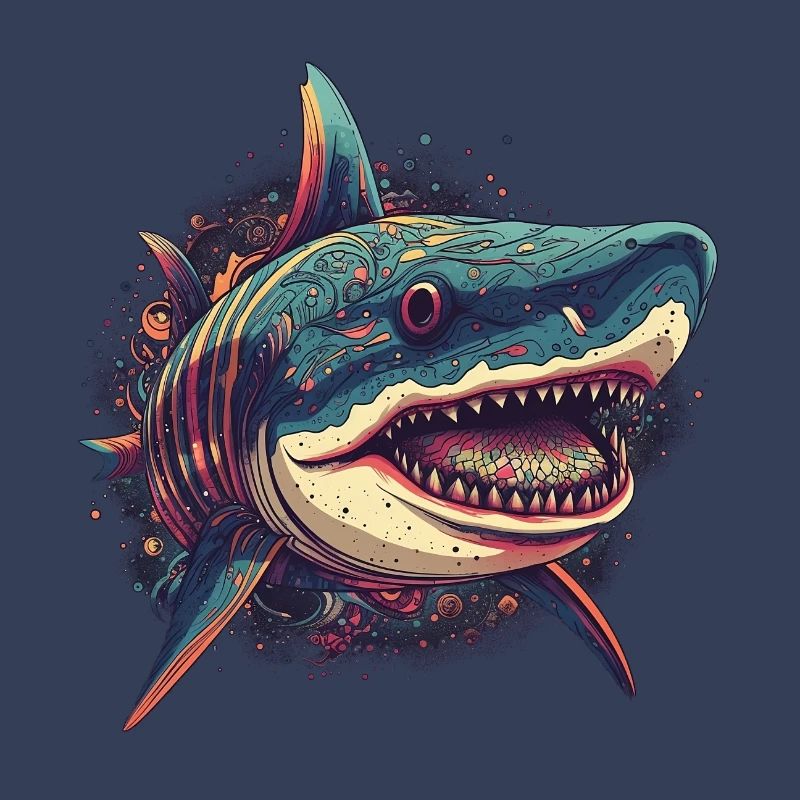 Cool trippy shark with boho patterns