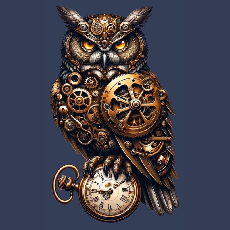 Clockwork Sentinel: Steampunk-Eule mit Getriebe