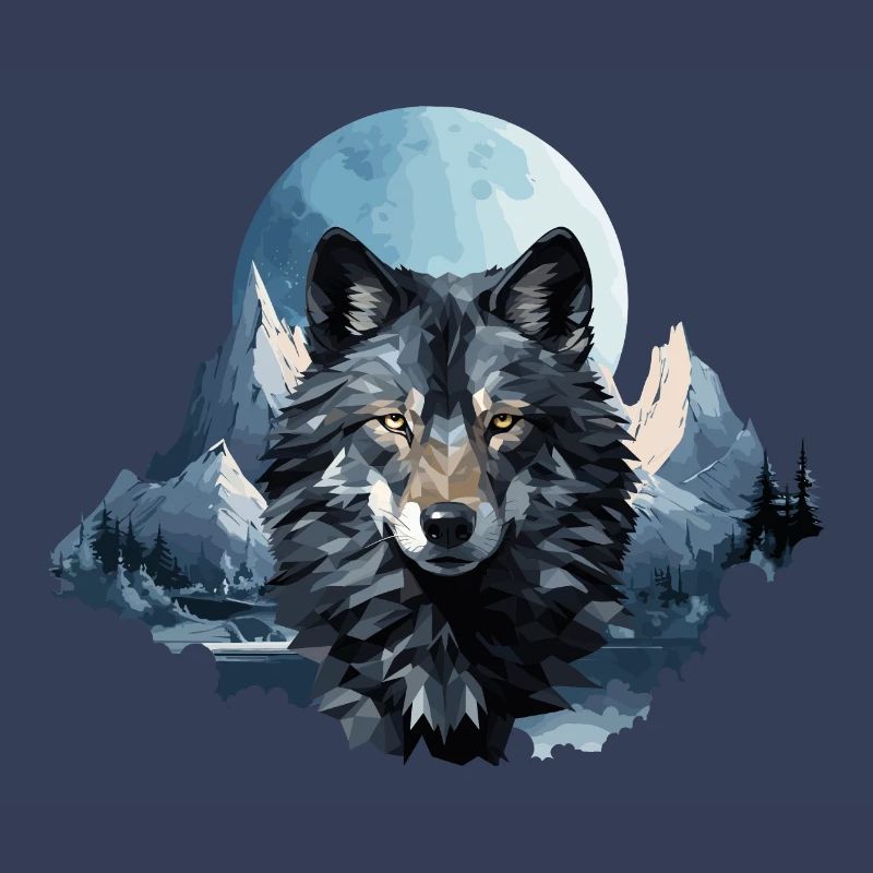 Wolfs Design im Polygon Style