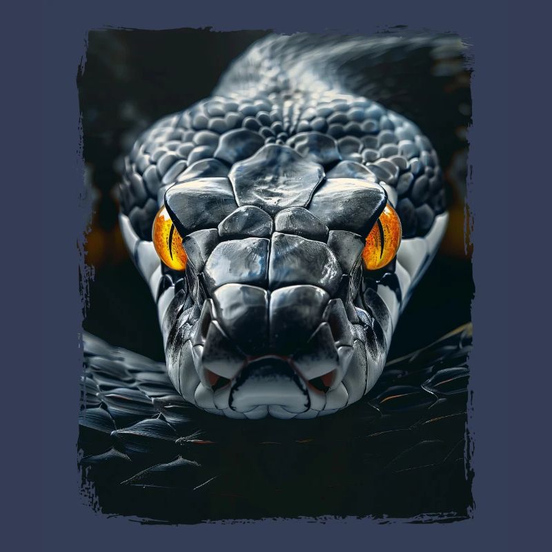 Yellow Eyes Black Snake Python Cobra Reptile Viper
