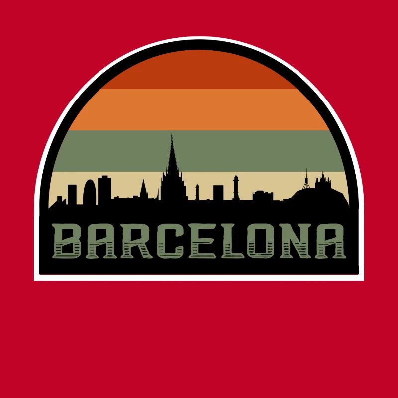 Barcelone Espagne Skyline Silhouette Drapeau Espagnol