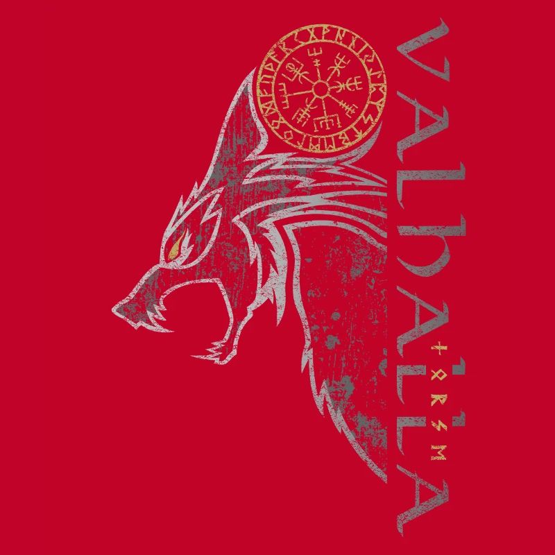Valhalla Wolf Vegvisir Wikinger Runenkompass