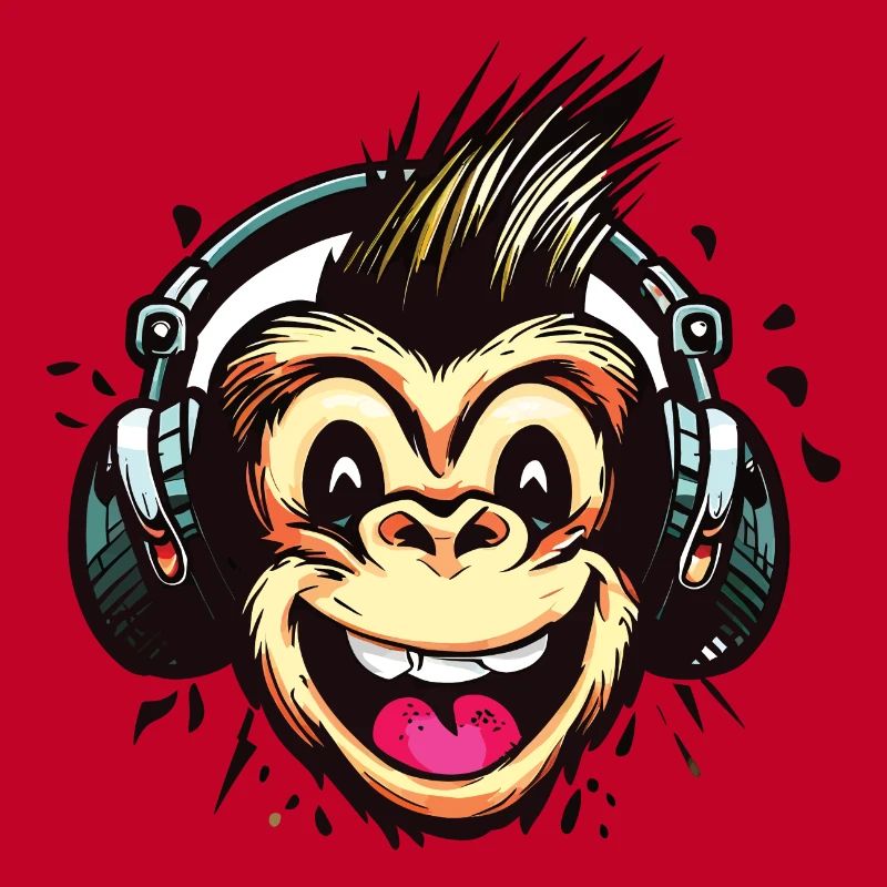 Lustiger DJ Monkey mit Kopfhörern