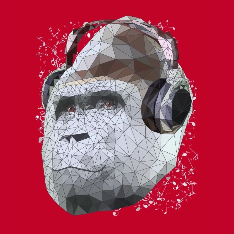 Gorille avec casque Low Poly Pop Art