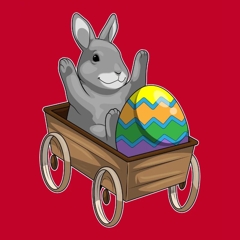 Wagon d’oeufs de Pâques lapin de Pâques