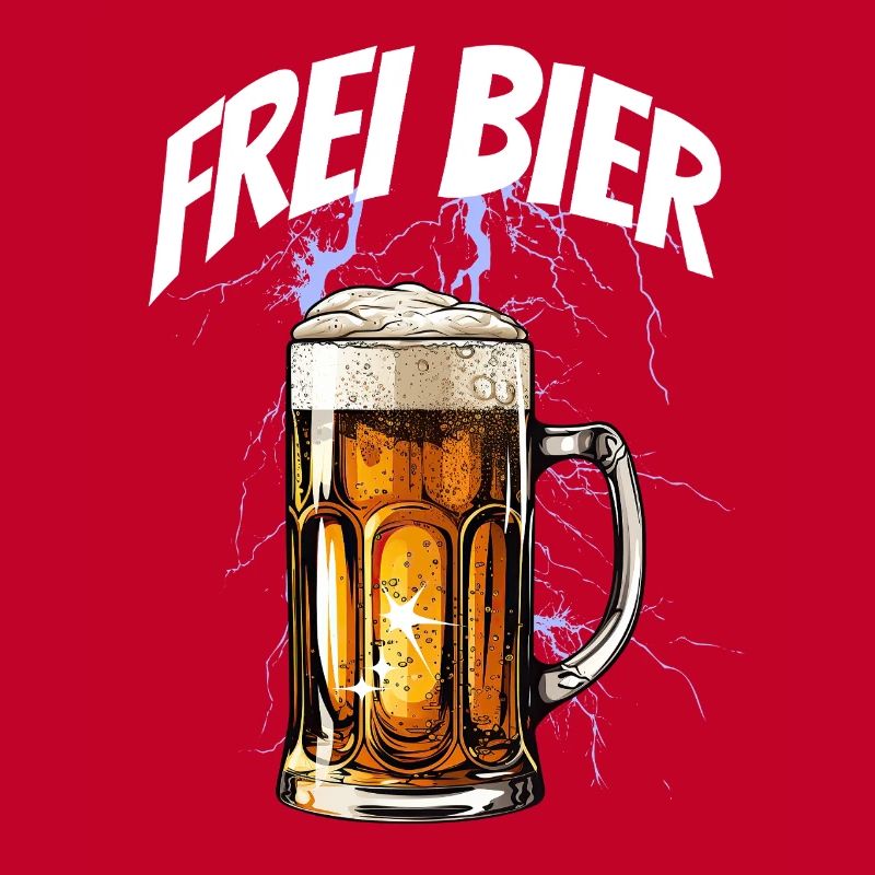 Blitzender Bierkrug mit Frei-Bier-Text