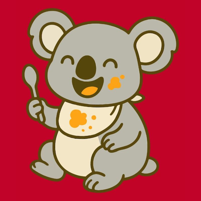 Mignon bébé koala mangeant
