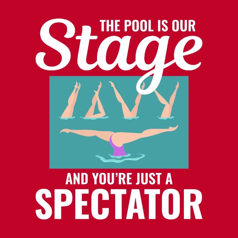 Zuschauer am Pool, Illustration, Synchronschwimmen