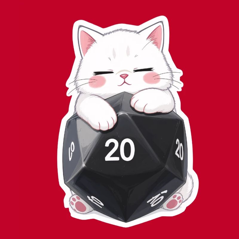 Sleeping Cat Hugging W20 Cube – Cartoon
