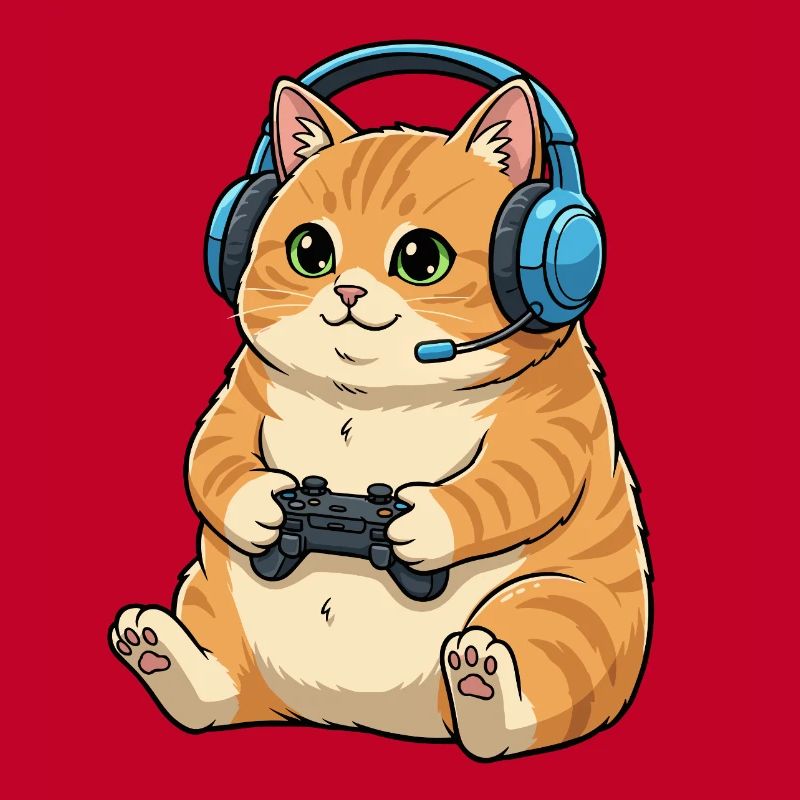 Gamer Katze mit Headset