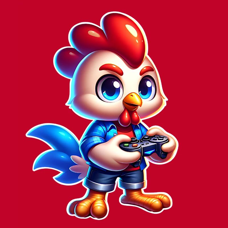 Gaming Huhn mit Controller