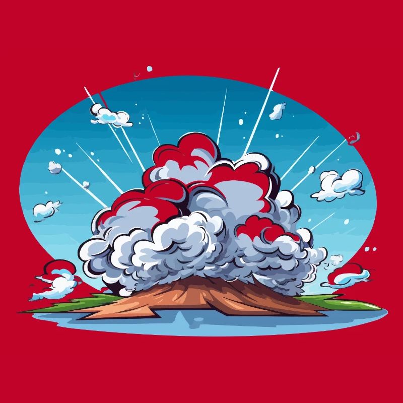 Comic Explosion im Landschaftspanorama