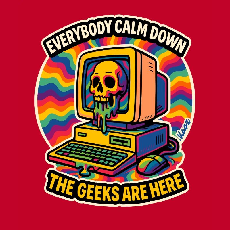 Geeks sind hier Retro Skull Computer