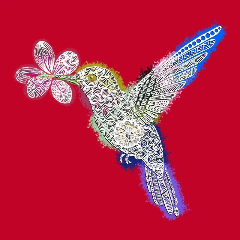 Zentangle-Kolibri mit Blume