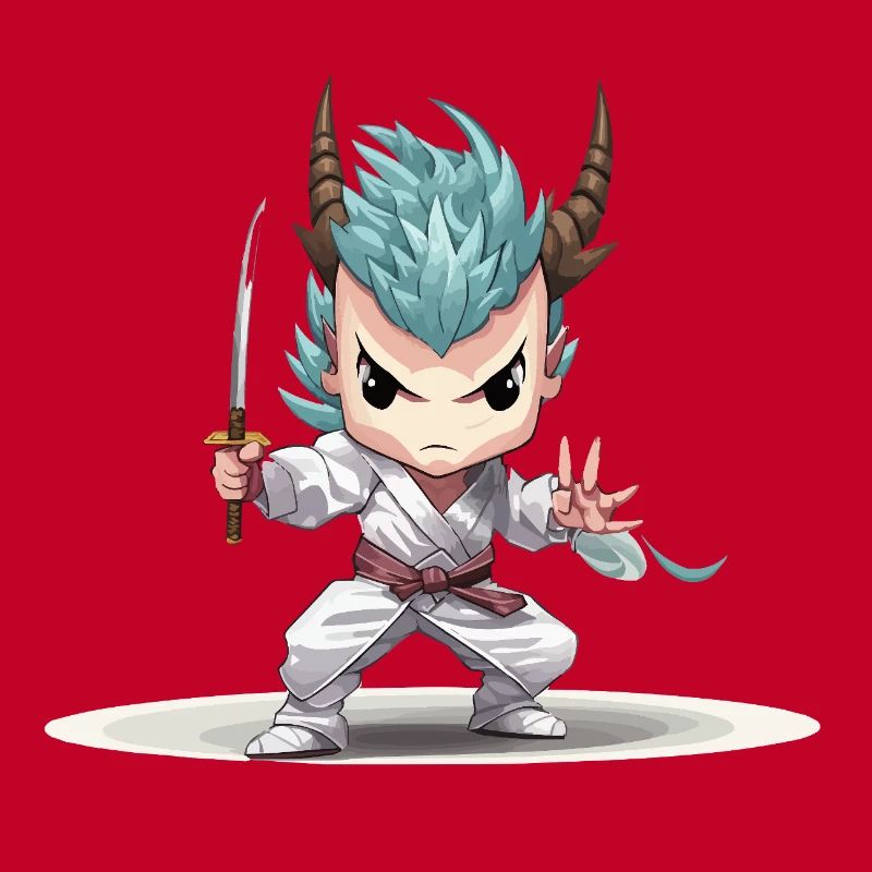 Chibi Krieger mit Katana