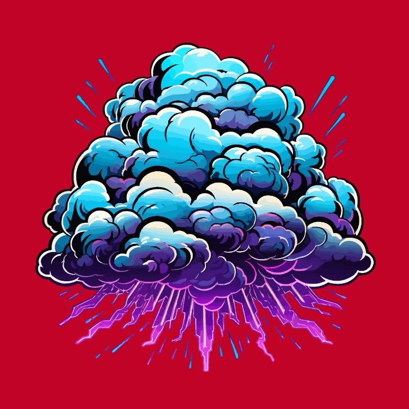 Blue Cloud Pop Explosion de néon