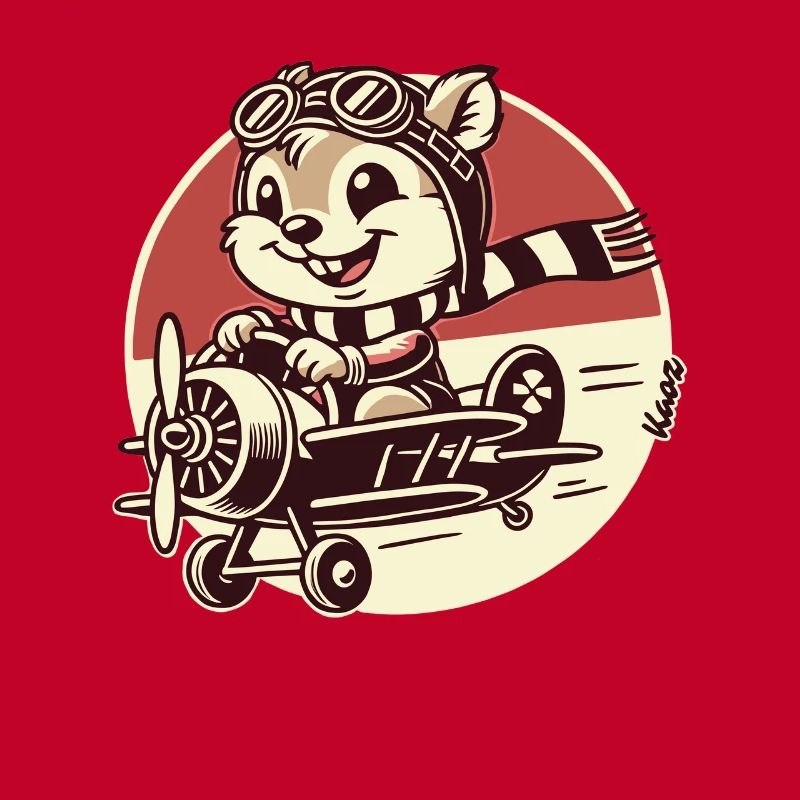 Lustiger Eichhörnchen Pilot im Propeller-Flugzeug