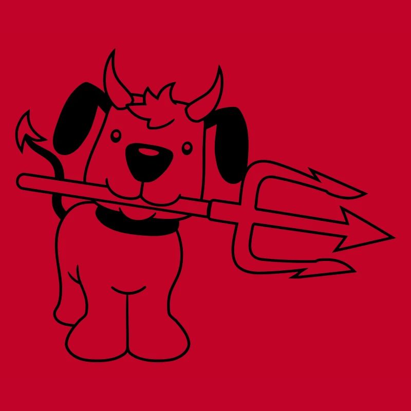 Dog Devil Satan Hell Evil Trident Horns Cool