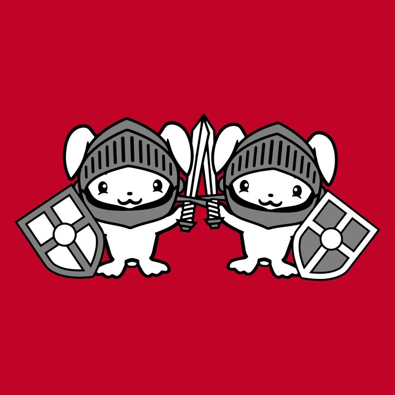 2 lapins chevalier épée bouclier armure casque château