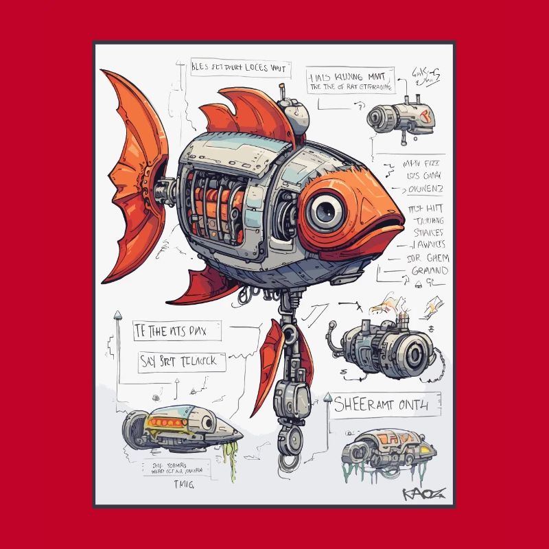 Technical Sketch of Mechanical Robot Fish
