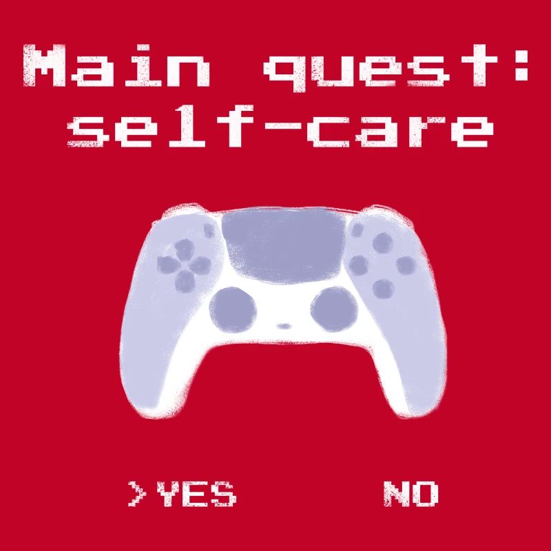 Hauptquest Self-Care: Retro-Design mit Controller