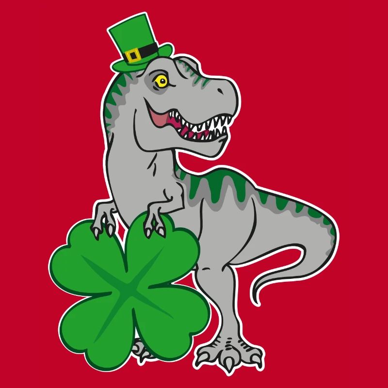 T-Rex de la Saint-Patrick avec feuille de trèfle et chapeau