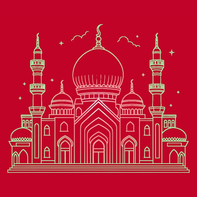 Moschee Stern Halbmond stilisiert grün oder schwarz